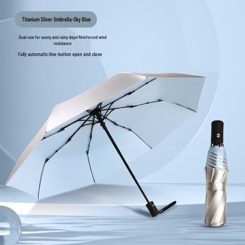 Peptide Silver Titanium Sunscreen Dual-Use Umbrella: Reflective, Sun & Rain Protection, VIP Princess Five-Fold Design.