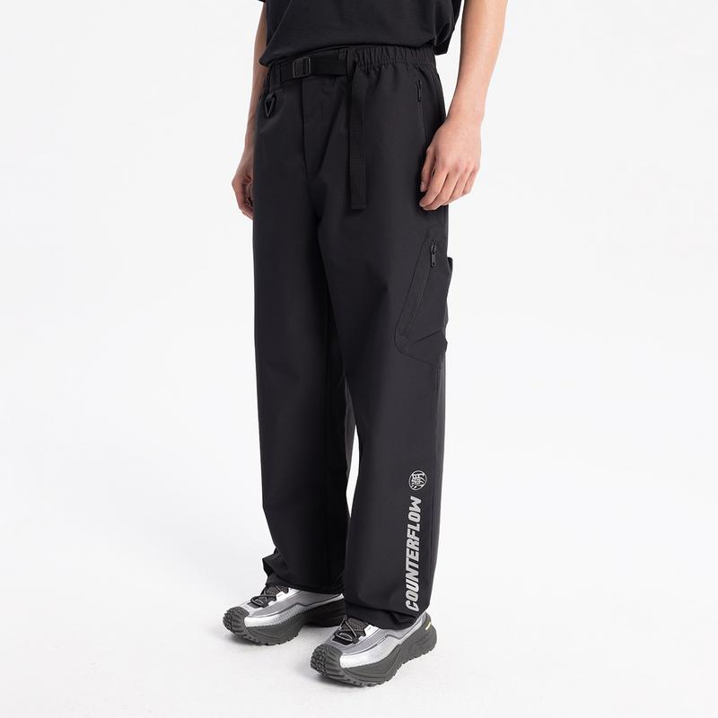 Li Ning CF Letter Print Outdoor Water-Resistant Comfortable Versatile Cargo Pants Men bottoms Black AYKV209-4