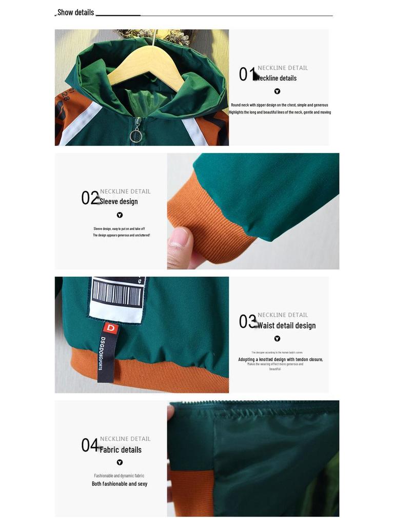 Boys' 2025 Spring Hooded Jacket: Fashionable and Stylish Windbreaker for Middle and Big Kids