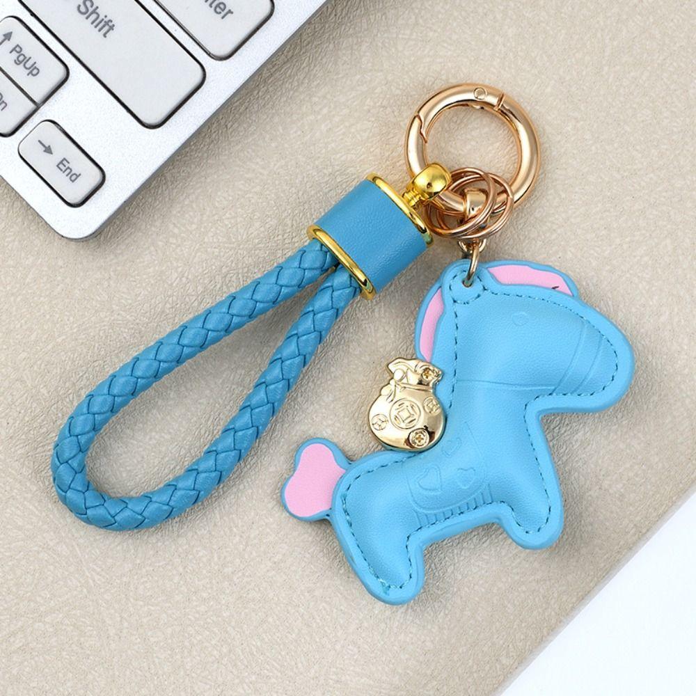 Cartoon Style Pony PU Keychain Candy Color Year Horse Mascot  Zodiac Celebration