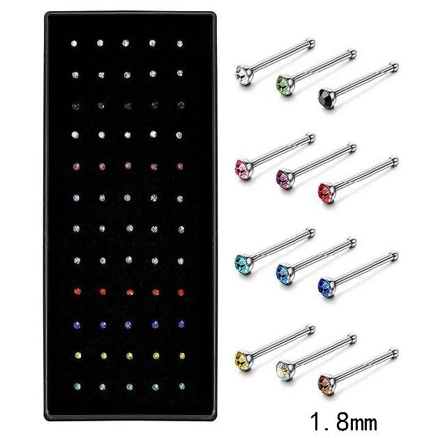 

40/60 шт. комплект, модное кольцо в носу с кристаллами C-образной формы из нержавеющей стали, разноцветные шпильки в носу с изгибом для женщин, пирсинг Aro Nariz Anneau Nez