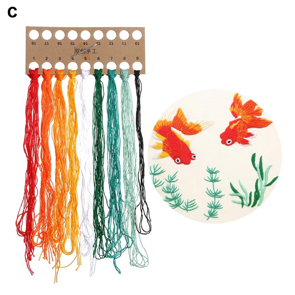 DIY Flowers Plants Pattern Embroidery Set Needlework Tools for  Beginner Embroidery Round Cross Stitch Needlework Sewing Crafts