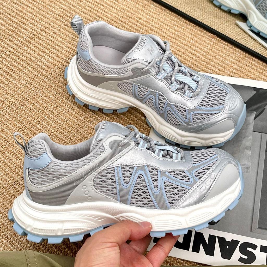 Thin Mesh Breathable Thick-soled Dad Shoes Women's New Thick-soled Lightweight Outdoor Running Casual Sports Shoes Tide