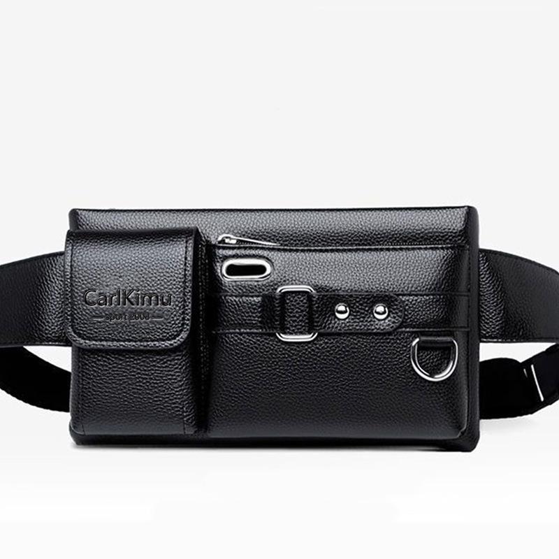 

Professional men s bag fashion mobile phone bag sports fanny pack multi-functional outdoor mobile phone bag pu boys messenger чёрный