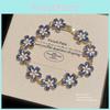 No Brand Alloy Flower Bracelet With Embedded Crystals For Elegant Women