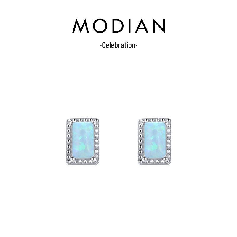 

Серьги Modian S925 из стерлингового серебра с опалом — уникальные, нишевые, в холодном стиле украшения для женщин. Silver 925