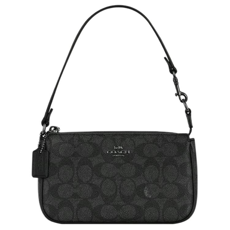 New COACH Nolita Polyvinyl Chloride Pochette, Shoulder Bag Trumpets Women's Dark Gray CW426-QBMI5