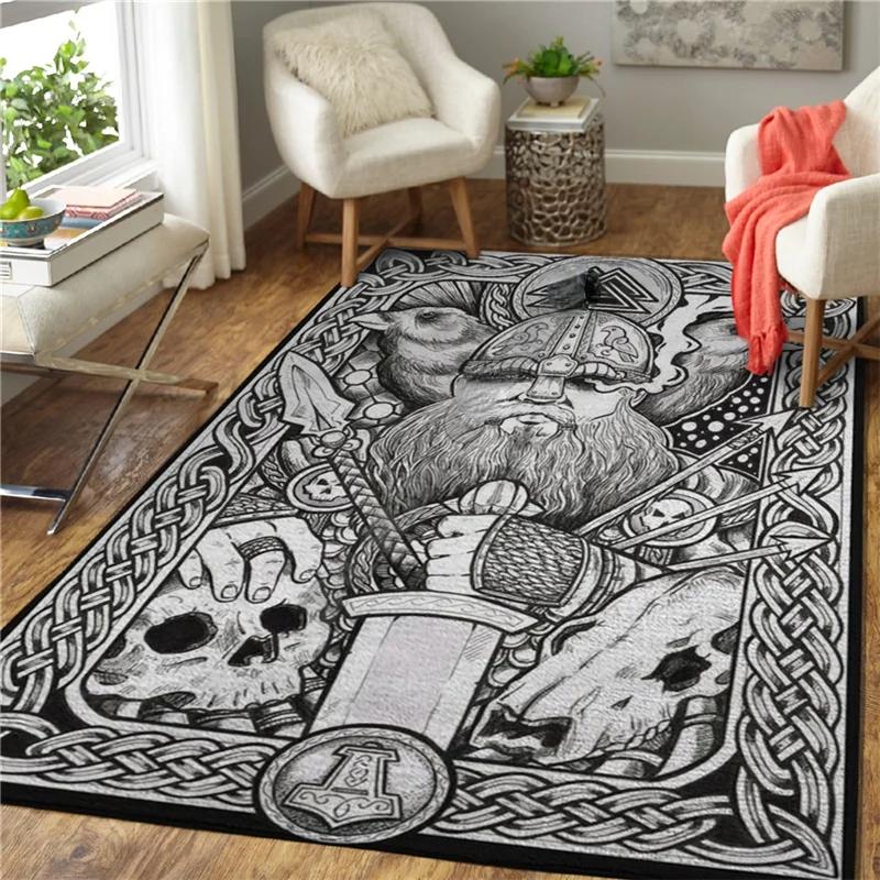 3D Viking Pattern Carpet Area Rugs Graphic Square Anti-slip Large Carpets Living Room Home Decoration Children Bedroom Carpet