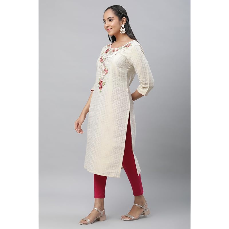 Aurelia Women s Cotton Blend Regular Kurta (24FEA14203-703930_White M белый