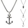 New Skull Necklace For Men 60cm Cuban Chain Hiphop Rock Stainless Steel Anchor Collar Outdoor Cycling Neck Accessories Homme