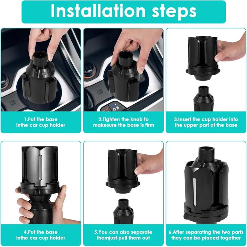 Getränkehalter-Expander fürs Auto, Schwarz, universeller Getränkehalter fürs Fahrzeug, Aufbewahrungszubehör fürs Auto, kompatibel mit 2,65 bis 5,5 Zoll Wasserflaschen