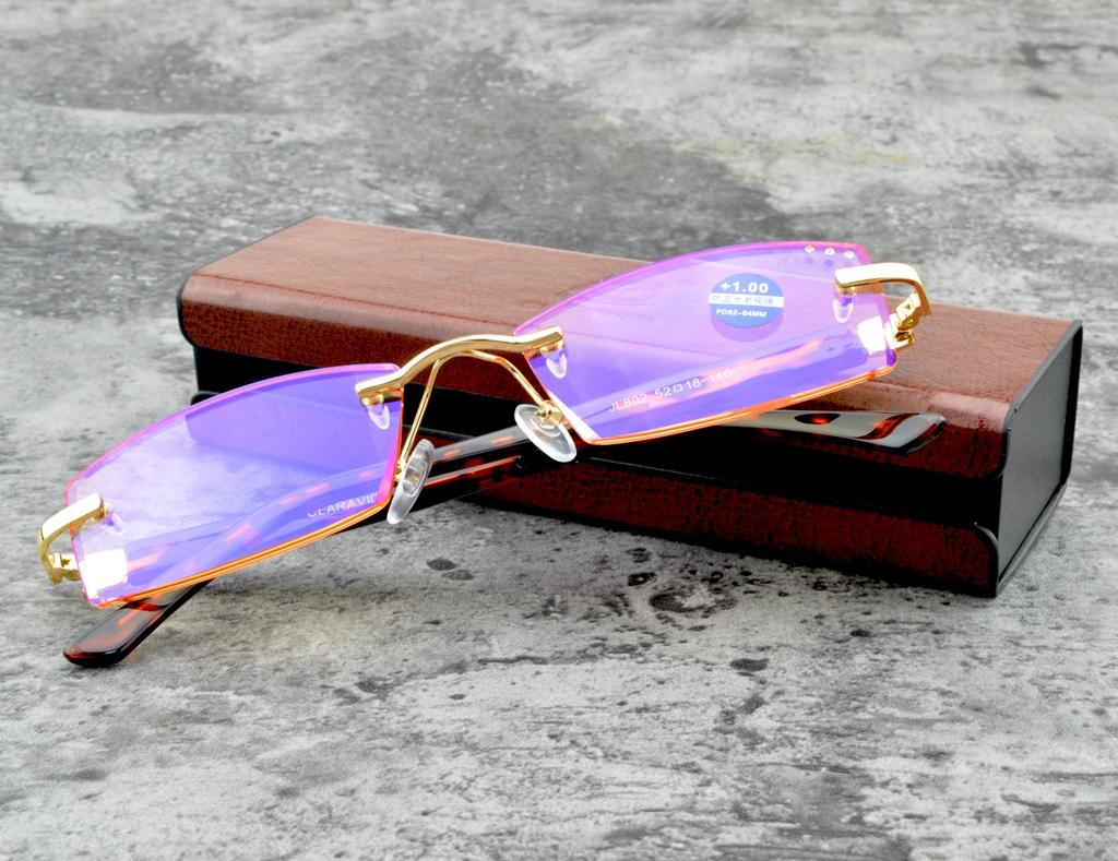 Men Luxury Rimless Royal Ministers Diamond Reading Glasses +0.75 +1 +1.5 +1.75 +2 +2.25 +2.5 +2.75 +3 +3.5 +4 WITH CASE