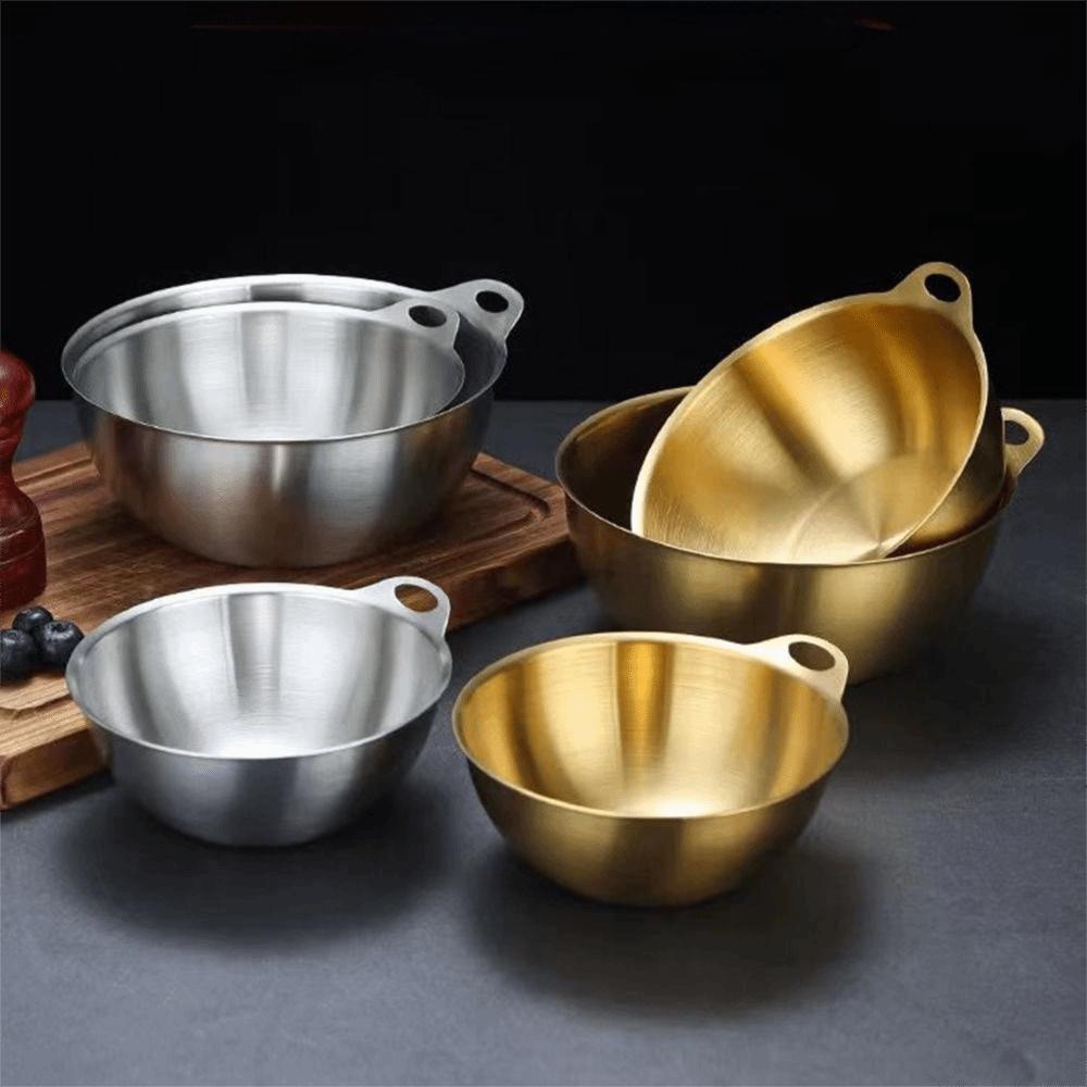 Gold/Silver Stainless Steel Salad Bowl Large Capacity Food Container  Food Prep