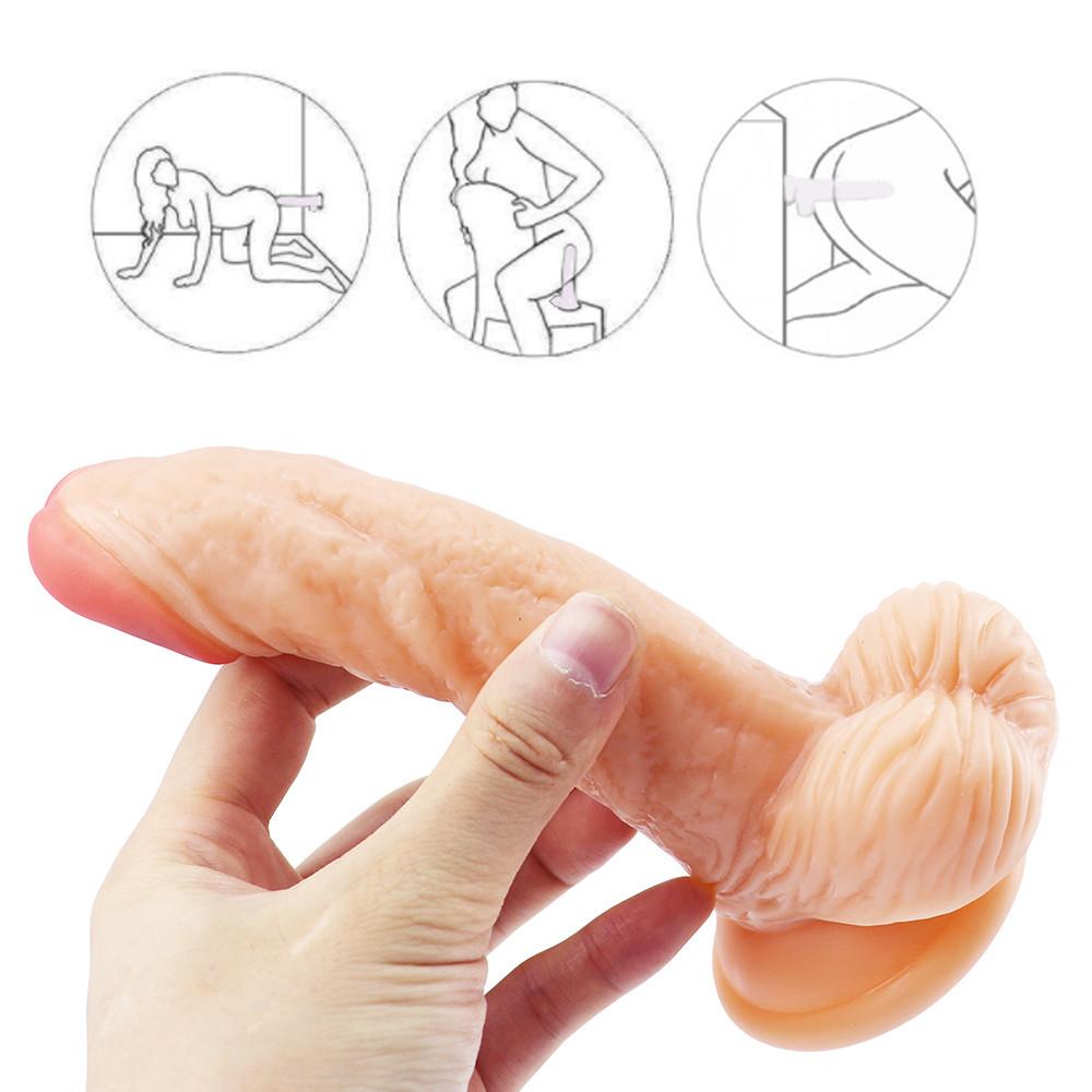 Realistic Dildo Convenient Realistic Penis Safe Use Realistic Penis Toy PVC Waterproof Suction Cup Dildo Toy for Home  Adult