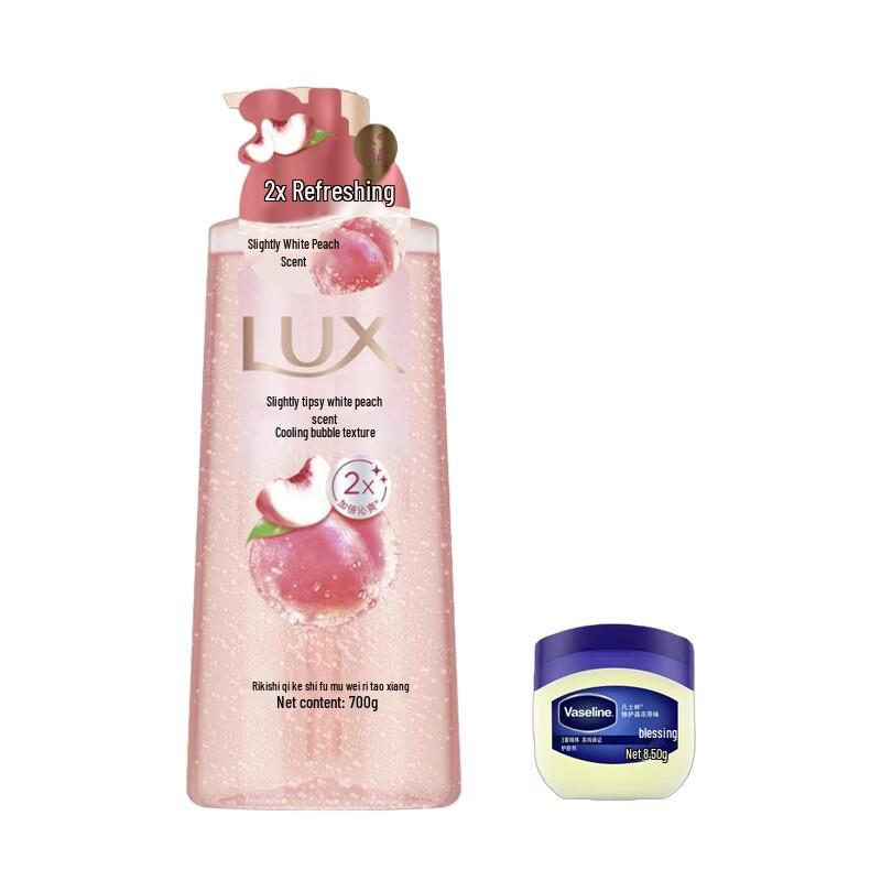 Lux White Peach Shower Gel & Vaseline Original Jelly Bundle