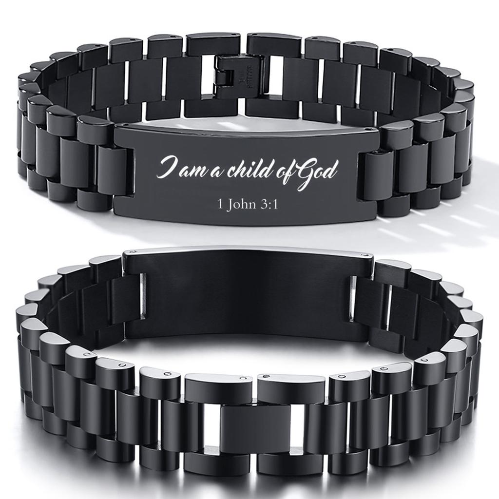 Vnox Assorted Bible Verse Bracelets for Men,Engraved Religious Scripture Quote Wristband,Faith Prayer Christian ID Bracelet Gift