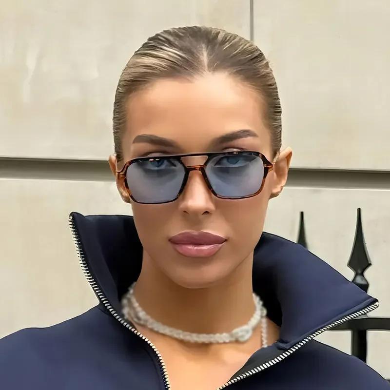 Small Vintage Square Sunglasses Women Brand Designer Mirror Sun Glasses Female Fashion Retro Leopard Frame Blue