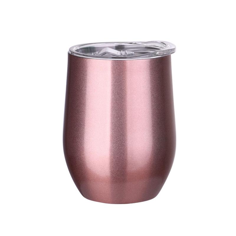 304 Stainless Steel Double-Layer Vacuum Insulated 12oz Egg-Shaped Cup, Portable U-Shaped Design with Heat Sublimation Spray.