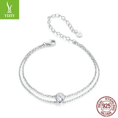 Simple Double-Layer One-Carat Moissanite Bracelet, Elegant Temperament And Charm S925 Sterling Silver Bracelet.