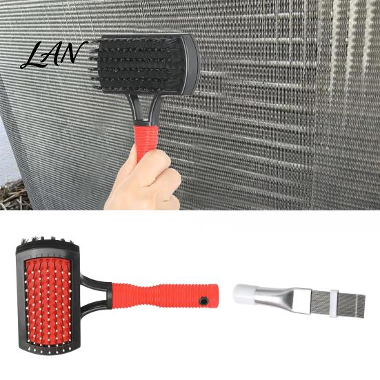 Coil Cleaning Brush with Handle Double Side AC Set, Stainless Steel Fin HVAC System Tools Comb Cleaner, Compact Clean for Condenser Maintenance