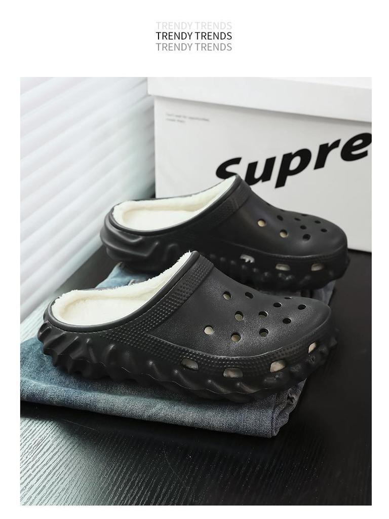 2025 Winter Fleece-Lined Closed-Toe Shoes - Warm, Thick Cotton Slippers for Couples