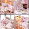 CUTRROOM DIY Miniature Wooden Dollhouse Kit 1:24 Scale with Furniture, Music Box, Dust Cover, LED Light