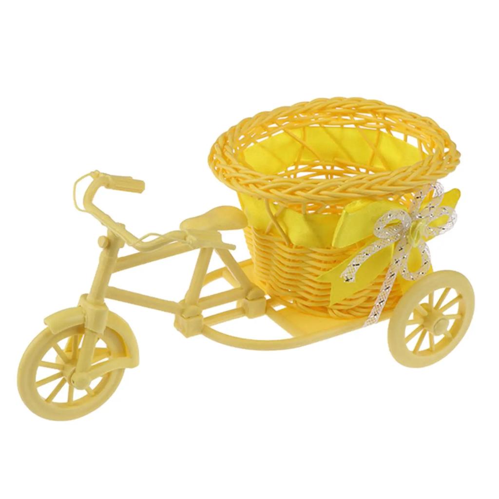 Bicycle Artificial Flower Basket Vase Mini Gifts Tricycle Planter Plant Stand for Wedding Party Garden Birthday Home Decor