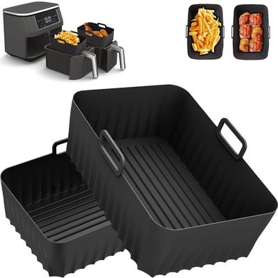 2pcs Silicone Air Fryer Liner Double Reusable Air Fryer Silicone Baking Pan Special Air Fryer Silicone Mat Air Fryer Accessories