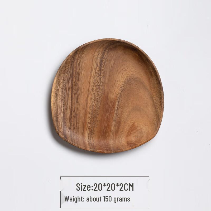 Acacia & Walnut Wood Serving Tray Small Oval 20x20cm