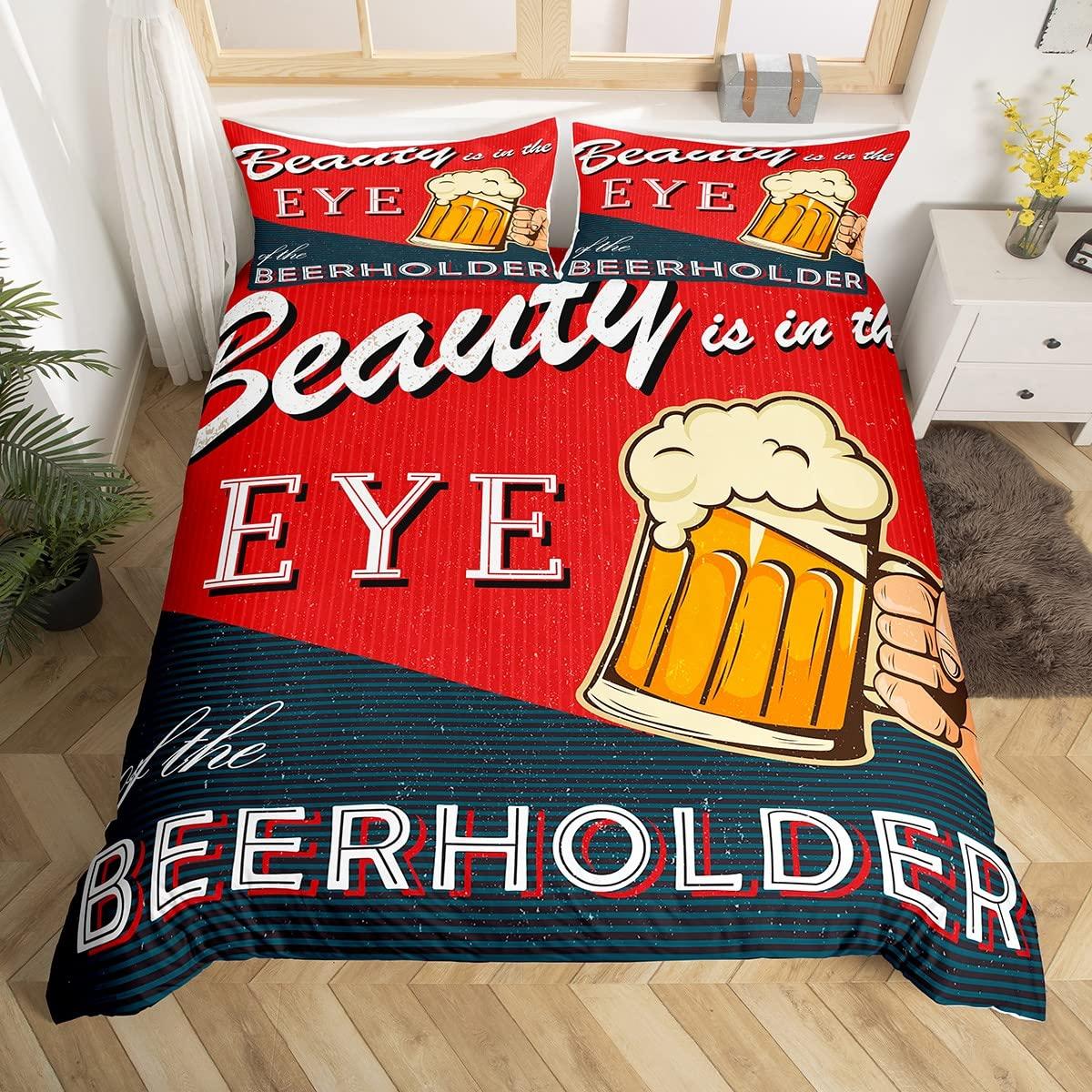 

Комплект пододеяльников с изображением пива, две пивные кружки, комплект постельного белья из белой пены, 3 шт. для детей, золотистый пододеяльник с изображением напитков, мягкий полиэстеровый пододеяльник EU Single(135x200cm)