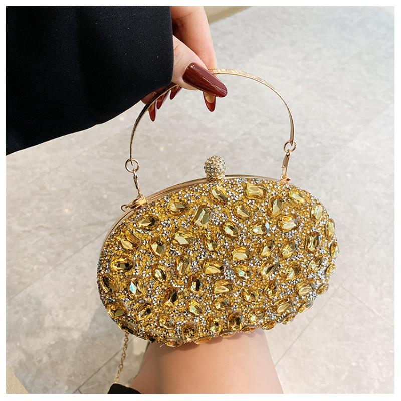 New diamond-encrusted dinner bag Fashion banquet women's clutch bag Dress small bag Full diamond shoulder messenger bag