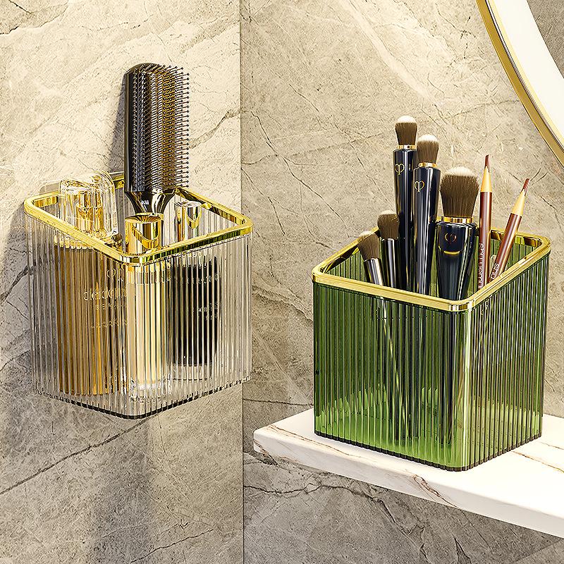 Elegant Wall-Mounted Bathroom Organizer for Toothbrush, Toothpaste, and Comb