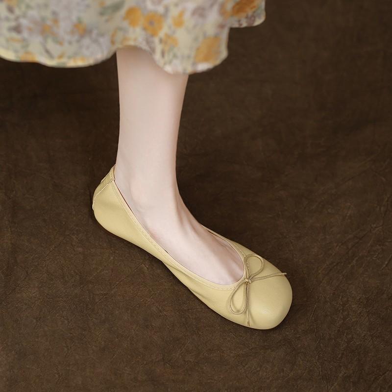 Women Flats Square Head Bow-knot Ballet Flats for Women Solid Color Soft Sole Slip-on Comfortable Shoes New Women's Flats 2024