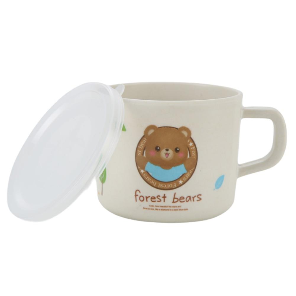 Bambusfaser Kinder Wasserbecher Milchbecher mit Deckel Cartoon süß