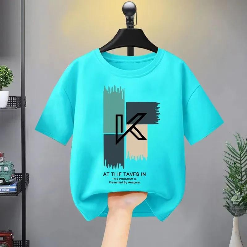 100% Cotton T-shirt Summer Wear Sporty Cartoon T-shirt Fashion Print Thin Soft Crew Kids Clothing New