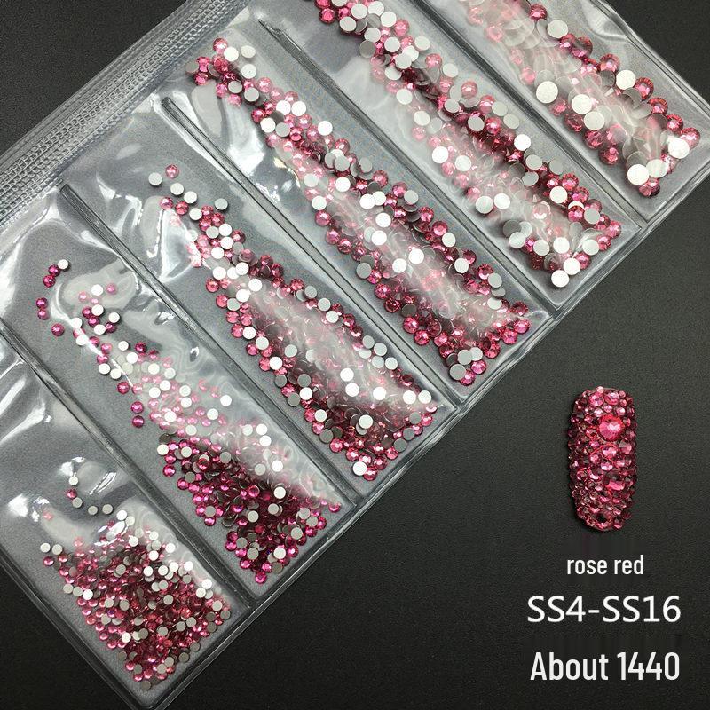 6-Grid Flat-Back Nail Art Rhinestone Set (1440pcs) - Mixed AB & Clear Glass Rhinestones Nail Decorations