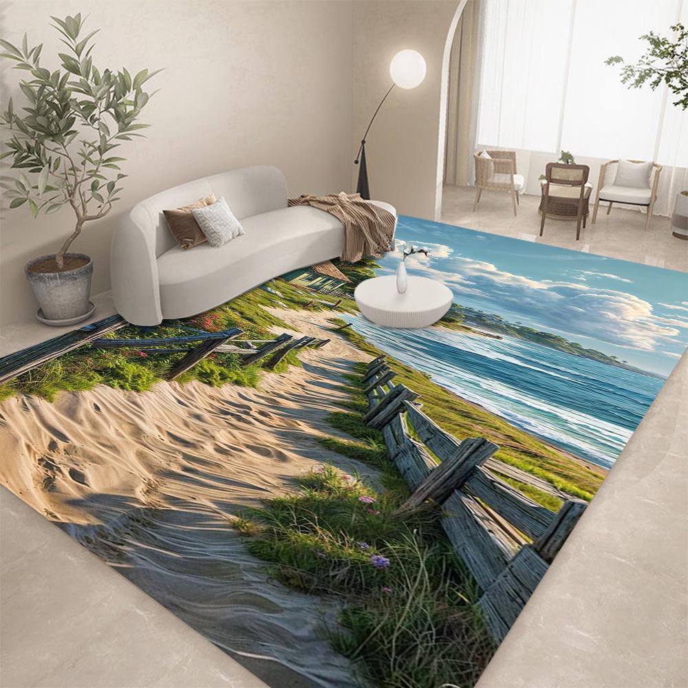 

3D Seaside Landscape Carpet Premium Carpet Mat Rug for Home Decoration | Non-slip Floor Carpet for Living Room & Bedroom 40x60cm