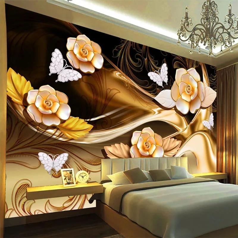 

3d Stereo Jewelry Flower Mural Frescoes Living Room Tv Sofa Bedroom Luxury Wallpaper Home Decor Wall Paper For Walls 200 cm(W) x 140 cm(H)