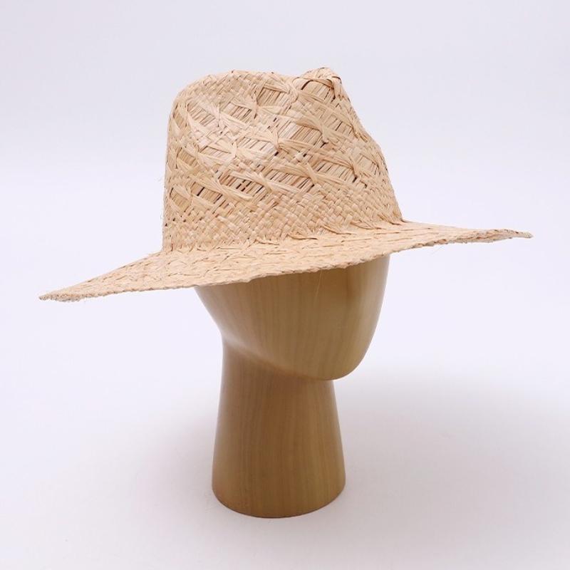 New Natural Raffia Jazz Sun Hats Men and Women's Summer Manual Woven Straw HatFashion Sun Protection Sunshade Beach Hat Panama