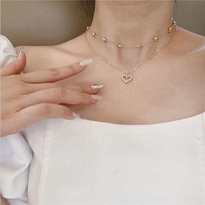 

Супер Фея Девушка Ключица Цепочка Ожерелье Японская и Корейская Личность Двойная Любовь Полное Бриллиантовое Ожерелье Женское