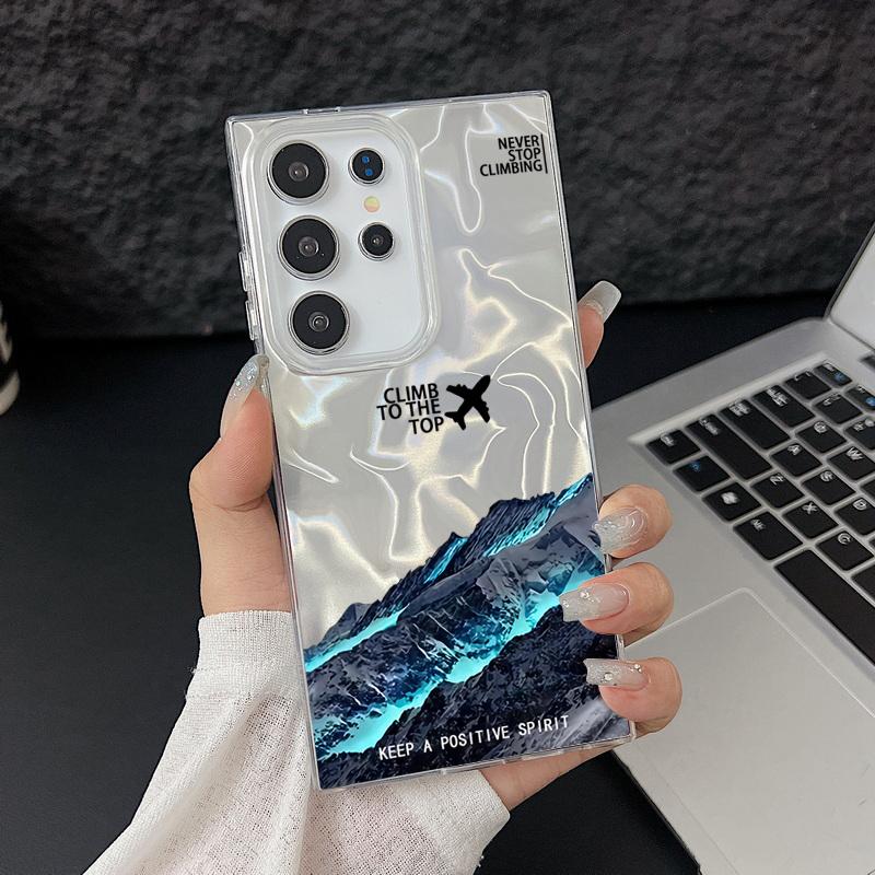 Camlet Laser Case For Samsung Galaxy S25 S24 S23 Ultra Plus S24 FE A55 A56 A54 A25 A15 A16 A34 Mountain Peak Print Phone Cover