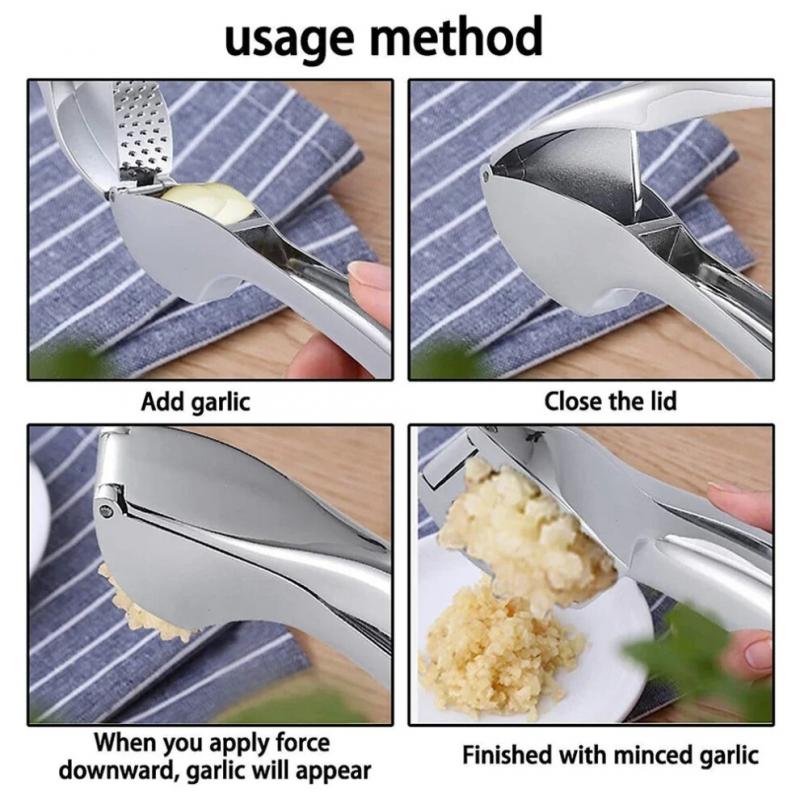 Stainless Steel Manual Garlic Press - Ginger Squeezer Crusher Tool