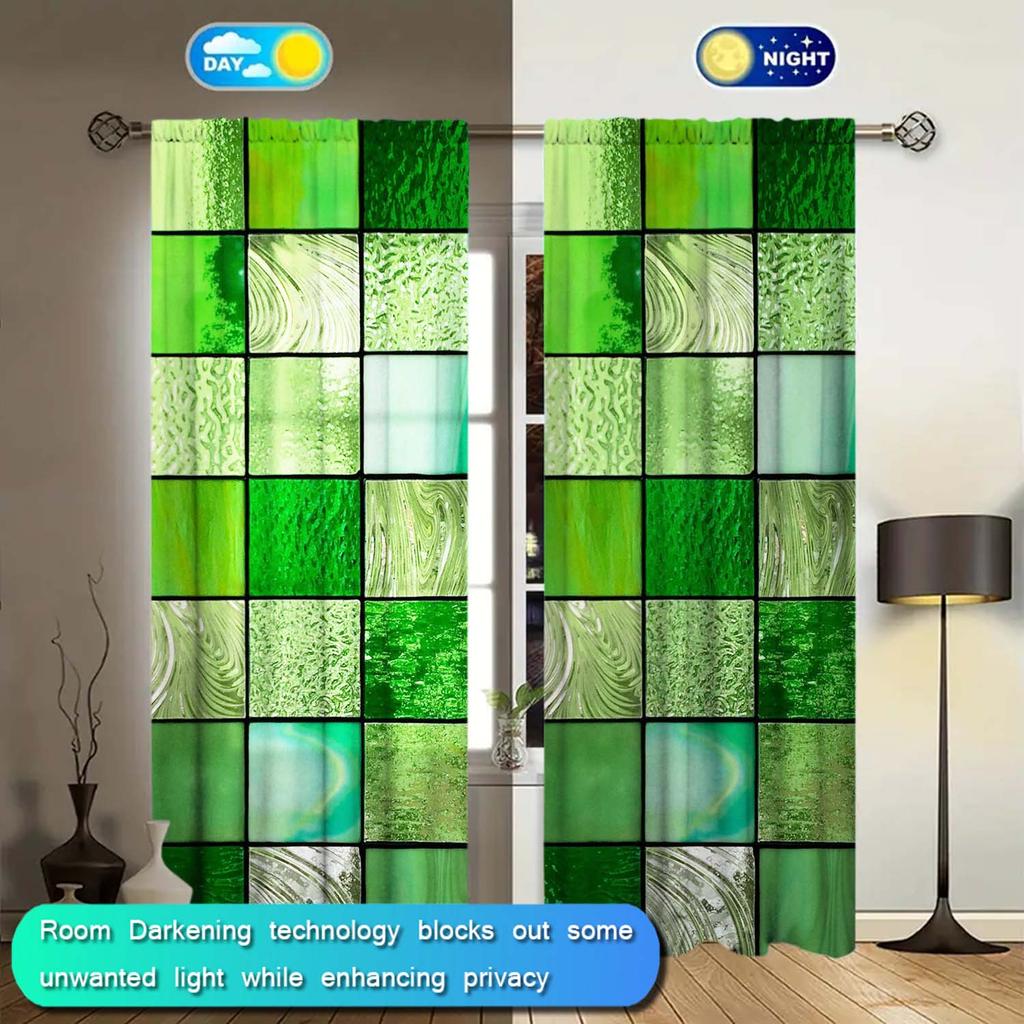 2-Panels Colored Square Glass Window Curtains   Distinctive Printed Curtains   Suitable for Gifting To Family and Friends