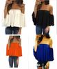 Blusa Estiva Casual da Donna di Pregiata Qualità, Moda, Scollo a Barca, Manica Lunga