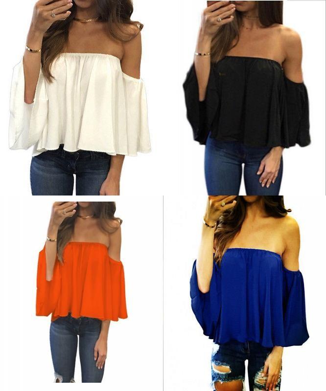 Blusa Estiva Casual da Donna di Pregiata Qualità, Moda, Scollo a Barca, Manica Lunga