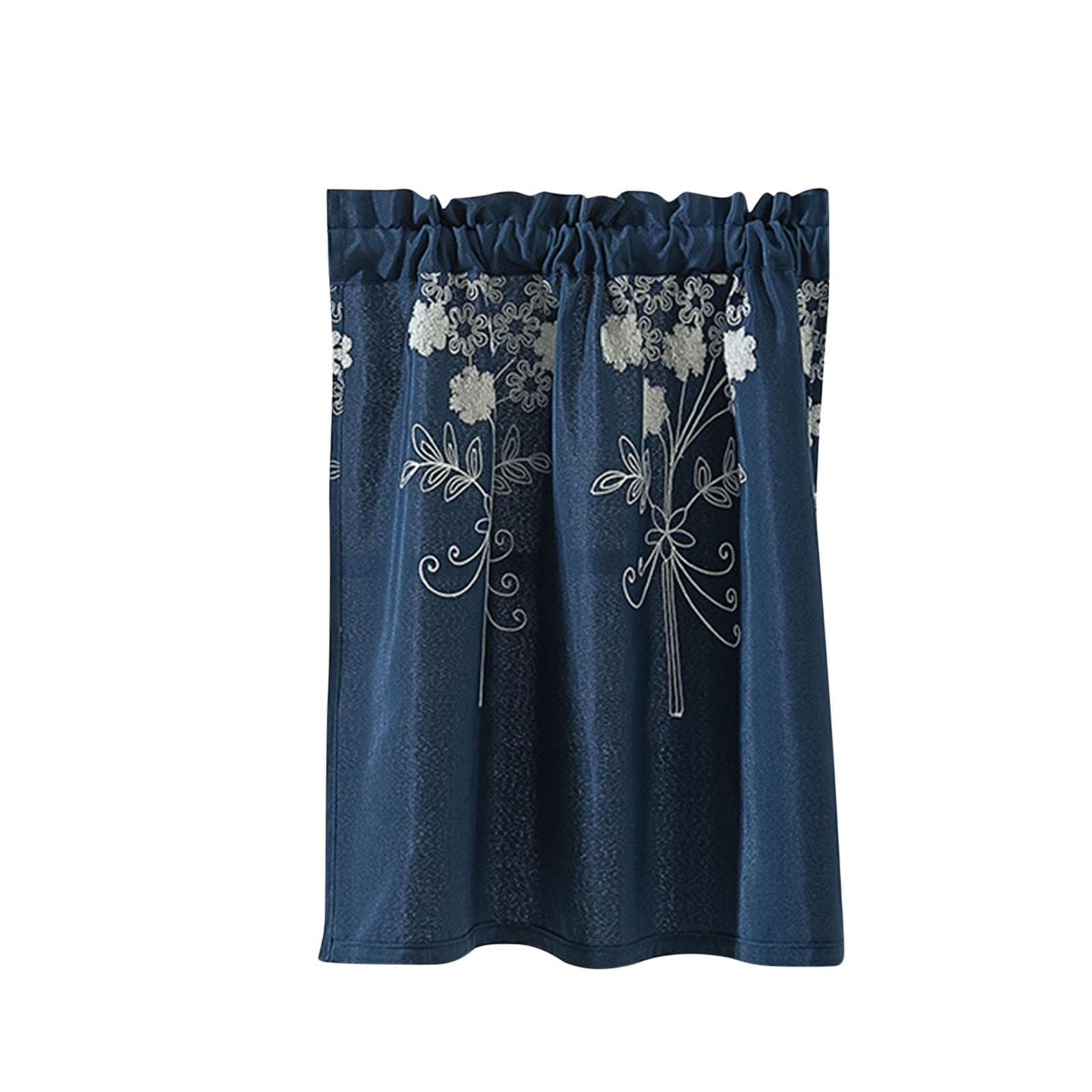 

74x61cm Window Curtain Short Curtain Polyester Cotton Embroidered Panel Floral Pattern Decorative Window Treatment for Home Kitchen One Size