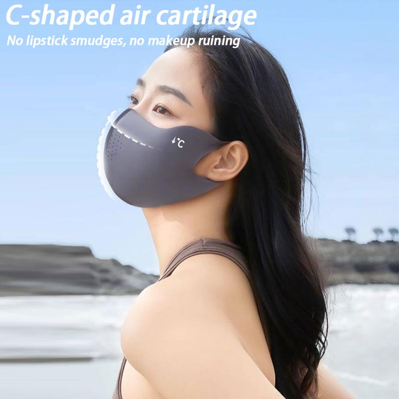 Uv Protection Breathable Face Mask 3D Seamless Full Face Outdoor  Lightweight Sun Block Flex Fit