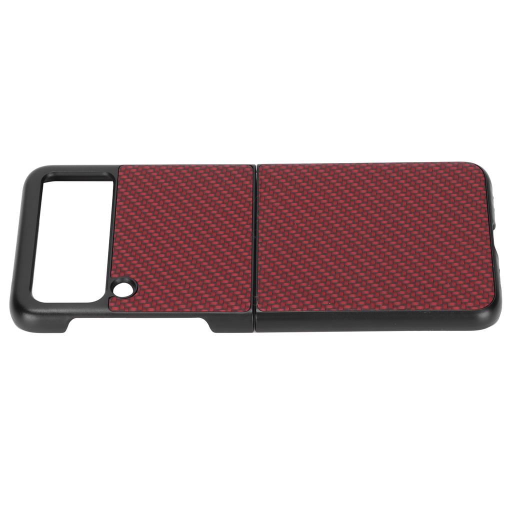 Carbon Fiber Pattern Folding Shell Phone Case for Samsung Galaxy Z Flip 3 Protective CoverRed