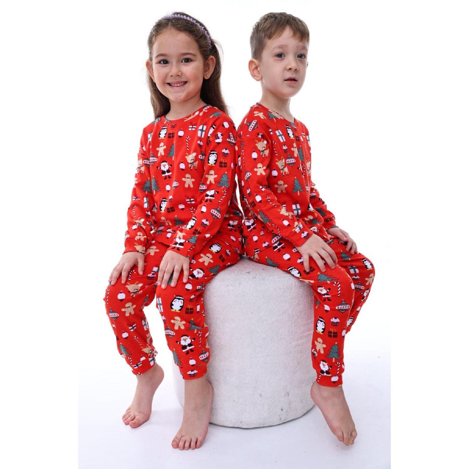 

New Year s Concept Unisex Red Suit (pajama Set) 3-4 Yaş красный