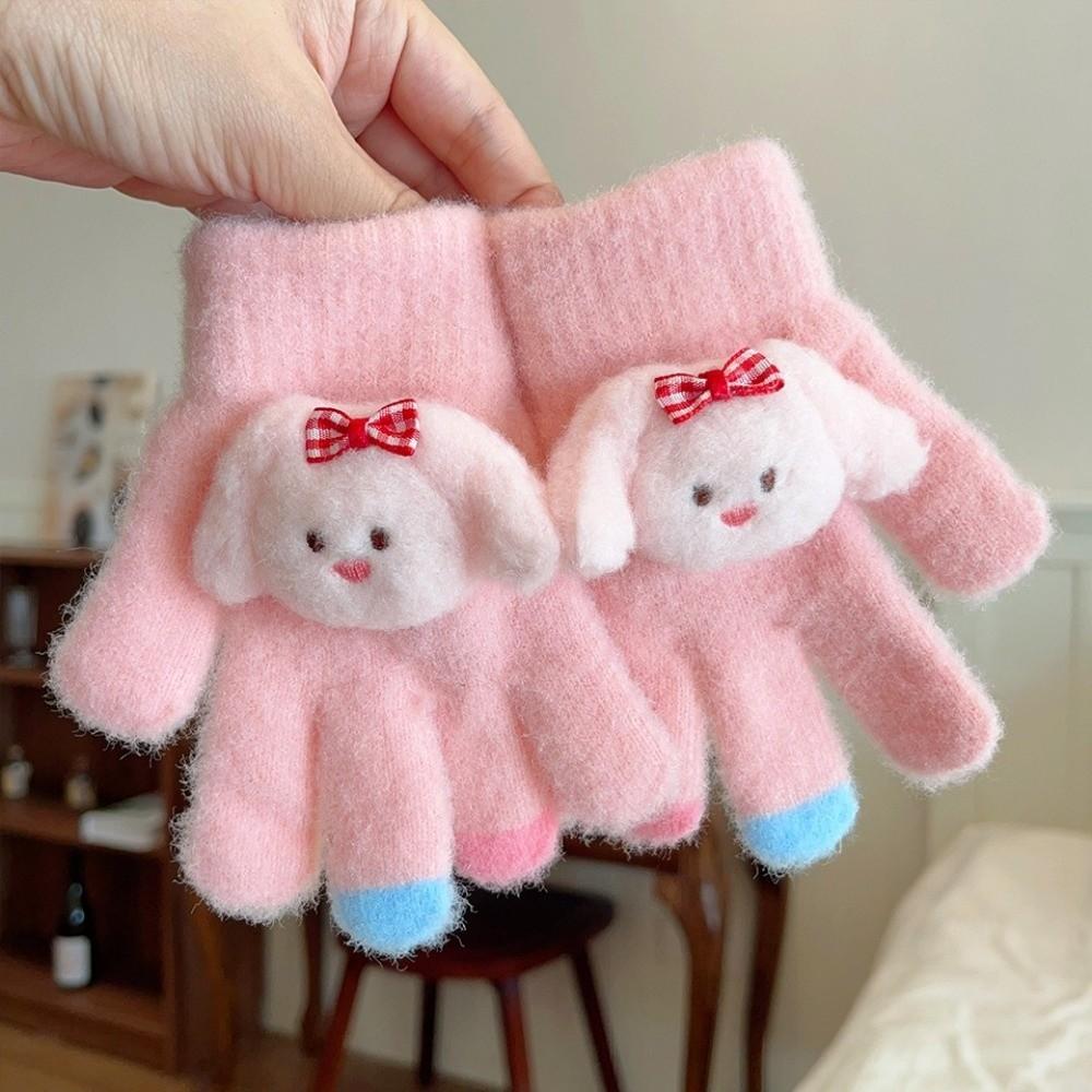 Full Finger Knitted Gloves Warm Lining Winter Gloves Stylish Thermal Gloves  for Kids
